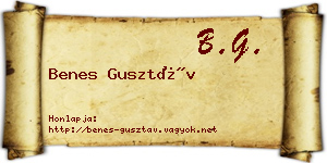 Benes Gusztáv névjegykártya